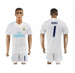 Real Madrid #1 Navas White Home Soccer Club Jersey 1