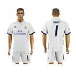 Real Madrid #1 Navas White Home Soccer Club Jersey2