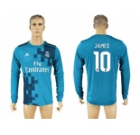 Real Madrid #10 James Sec Away Long Sleeves Soccer Club Jersey