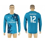 Real Madrid #12 Marcelo Sec Away Long Sleeves Soccer Club Jersey