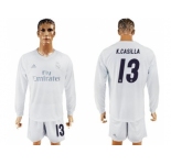 Real Madrid #13 K.Casilla Marine Environmental Protection Home Long Sleeves Soccer Club Jersey