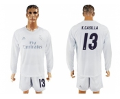 Real Madrid #13 K.Casilla Marine Environmental Protection Home Long Sleeves Soccer Club Jersey