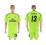 Real Madrid #13 K.Casilla Shiny Green Goalkeeper Soccer Club Jersey