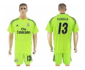 Real Madrid #13 K.Casilla Shiny Green Goalkeeper Soccer Club Jersey