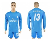 Real Madrid #13 K.Casilla Sky Blue Goalkeeper Long Sleeves Soccer Club Jersey