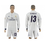 Real Madrid #13 K.Casillas White Home Long Sleeves Soccer Club Jersey 1