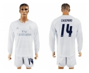Real Madrid #14 Casemiro Marine Environmental Protection Home Long Sleeves Soccer Club Jersey