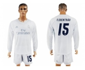 Real Madrid #15 F.Coentrao Marine Environmental Protection Home Long Sleeves Soccer Club Jersey