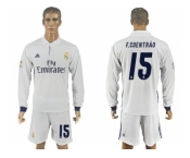 Real Madrid #15 F.Coentrao White Home Long Sleeves Soccer Club Jersey 1