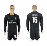 Real Madrid #16 Kovacic Away Long Sleeves Soccer Club Jersey