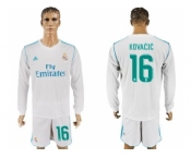 Real Madrid #16 Kovacic White Home Long Sleeves Soccer Club Jersey
