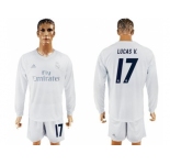 Real Madrid #17 Lucas V. Marine Environmental Protection Home Long Sleeves Soccer Club Jersey