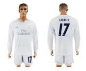 Real Madrid #17 Lucas V. Marine Environmental Protection Home Long Sleeves Soccer Club Jersey