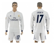 Real Madrid #17 Lucas V. White Home Long Sleeves Soccer Club Jersey 1