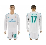 Real Madrid #17 Lucas V. White Home Long Sleeves Soccer Club Jersey