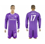 Real Madrid #17 Lucas.V Away Long Sleeves Soccer Club Jersey 1
