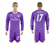 Real Madrid #17 Lucas.V Away Long Sleeves Soccer Club Jersey 1