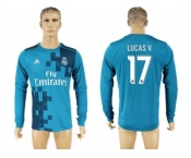 Real Madrid #17 Lucas.V Sec Away Long Sleeves Soccer Club Jersey
