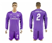 Real Madrid #2 Carvajal Away Long Sleeves Soccer Club Jersey 1