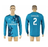 Real Madrid #2 Carvajal Sec Away Long Sleeves Soccer Club Jersey