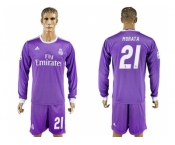 Real Madrid #21 Morata Away Long Sleeves Soccer Club Jersey 1
