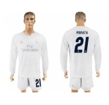 Real Madrid #21 Morata Marine Environmental Protection Home Long Sleeves Soccer Club Jersey
