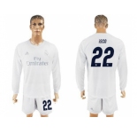Real Madrid #22 Isco Marine Environmental Protection Home Long Sleeves Soccer Club Jersey