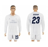 Real Madrid #23 Beckham Marine Environmental Protection Home Long Sleeves Soccer Club Jersey