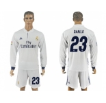 Real Madrid #23 Danilo White Home Long Sleeves Soccer Club Jersey 1