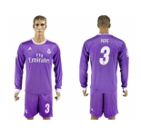 Real Madrid #3 Pepe Away Long Sleeves Soccer Club Jersey 1