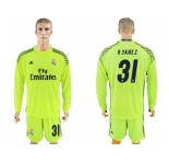 Real Madrid #31 R.Yanez Shiny Green Goalkeeper Long Sleeves Soccer Club Jersey