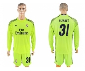 Real Madrid #31 R.Yanez Shiny Green Goalkeeper Long Sleeves Soccer Club Jersey