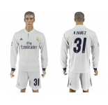 Real Madrid #31 R.Yanez White Home Long Sleeves Soccer Club Jersey 1