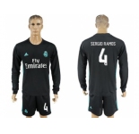 Real Madrid #4 Sergio Ramos Away Long Sleeves Soccer Club Jersey