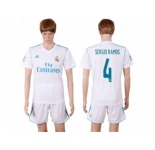 Real Madrid #4 Sergio Ramos White Home Soccer Club Jersey