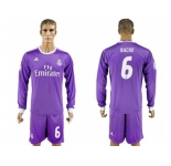 Real Madrid #6 Nacho Away Long Sleeves Soccer Club Jersey 1