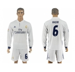 Real Madrid #6 Nacho White Home Long Sleeves Soccer Club Jersey 1
