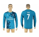 Real Madrid #7 Raul Sec Away Long Sleeves Soccer Club Jersey