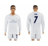 Real Madrid #7 Rual Marine Environmental Protection Home Long Sleeves Soccer Club Jersey