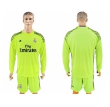 Real Madrid Blank Shiny Green Goalkeeper Long Sleeves Soccer Club Jersey