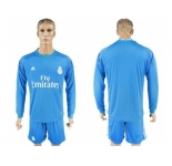Real Madrid Blank Sky Blue Goalkeeper Long Sleeves Soccer Club Jersey