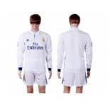 Real Madrid Blank White Home Long Sleeves Soccer Club Jersey 1