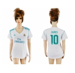 Women's Real Madrid #10 James Home Soccer Club Jersey1
