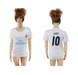 Women's Real Madrid #10 James Home Soccer Club Jersey2