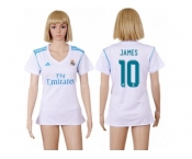 Women's Real Madrid #10 James Home Soccer Club Jersey
