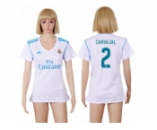Women's Real Madrid #2 Carvajal Home Soccer Club Jersey