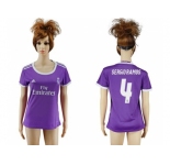 Women's Real Madrid #4 Sergio Ramos Away Soccer Club Jersey2