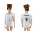 Women's Real Madrid #4 Sergio Ramos Home Soccer Club Jersey2