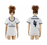 Women's Real Madrid #4 Sergio Ramos Home Soccer Club Jersey4