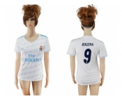 Women's Real Madrid #9 Benzema Home Soccer Club Jersey2